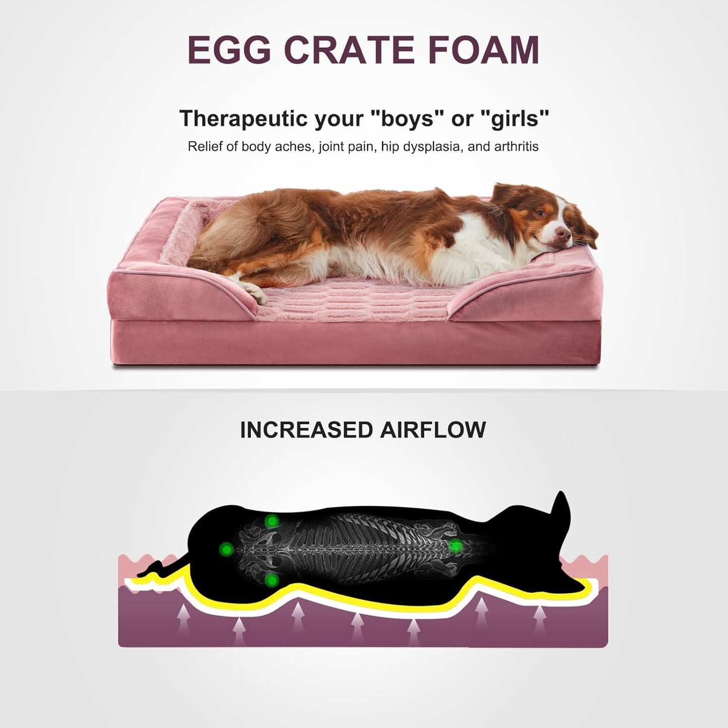 FURTIME Orthopedic Bed for Large Dogs, XL Washable Dog Beds Large Sized Dog, Comfy Supportive Foam Pet Couch Bed with Removable Washable Cover, Waterproof Extra Large Sofa Bed Foam and Nonskid Bottom