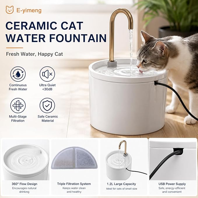 Ceramic Cat Water Fountain Cat Water Dispenser - Image 4