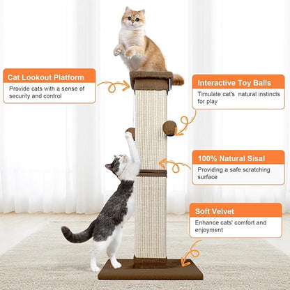 SOCATER Cat Scratching Post 33 Inch Nature Sisal Cat Scratch Post - Image 4