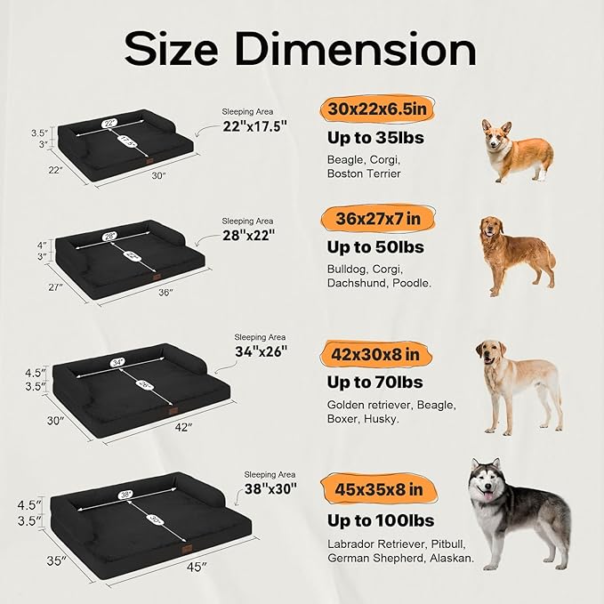 Orthopedic Bolster Dog Bed for Large Dogs – Memory Foam Cushion, Calming - Image 2
