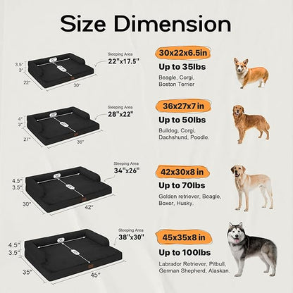 Orthopedic Bolster Dog Bed for Large Dogs – Memory Foam Cushion, Calming - Image 2