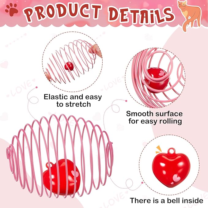 Jecery 5 Pcs Cat Spring Balls Toys Stretchable Rolling Balls Colorful Playful - Image 3