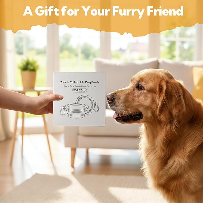 Collapsible Dog Bowl Large 2 Pack, Dog Water Bowls - Image 4