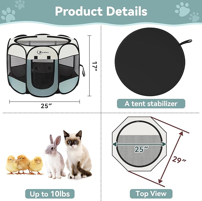 Siedihit Dog Cat Playpen, Puppy Pet Playpen Indoor - Image 3