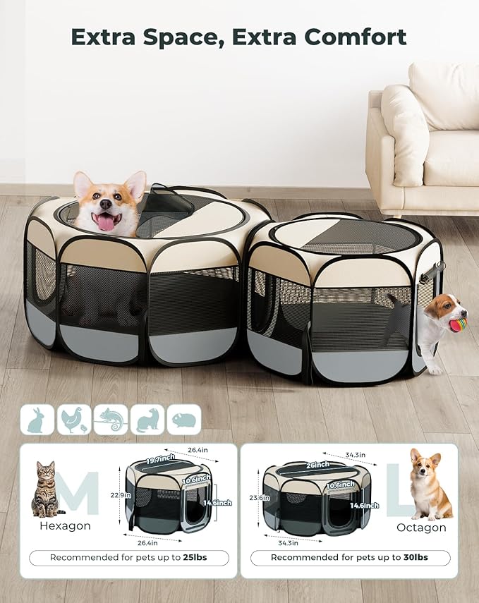 Cat Playpen, 2-Room Foldable Dog Playpen - Image 2