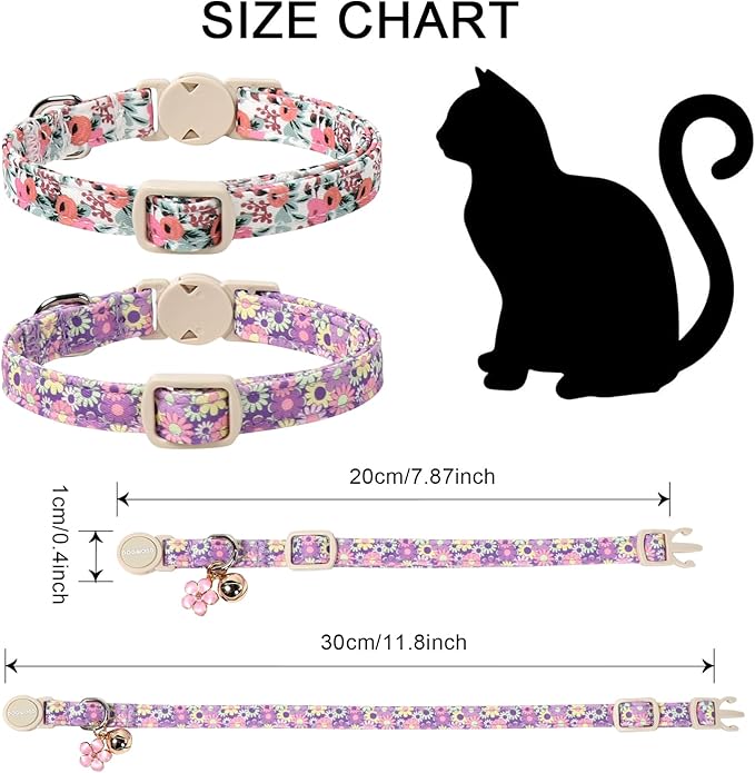 Cat Collar, 2 Pack Cute Cat Collars Breakaway - Image 4