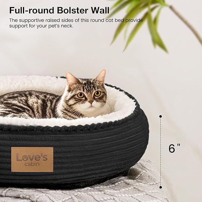 Love's cabin Round Donut Cat and Dog Cushion Bed, 20in Pet Bed - Image 5