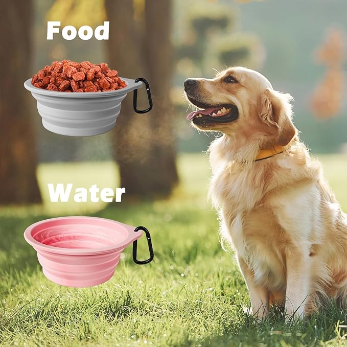 PetBonus 2-Pack Large Silicone Collapsible Dog Bowls, 34oz/1000ml BPA Free - Image 4