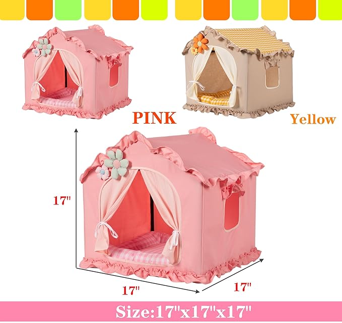 Pink Indoor Dog House with Frame and Princess Style Cat Houses - Image 4