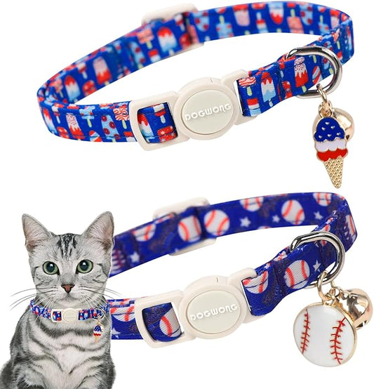 Cat Collar, 2 Pack Blue Cat Collars Breakaway by DOGWONG