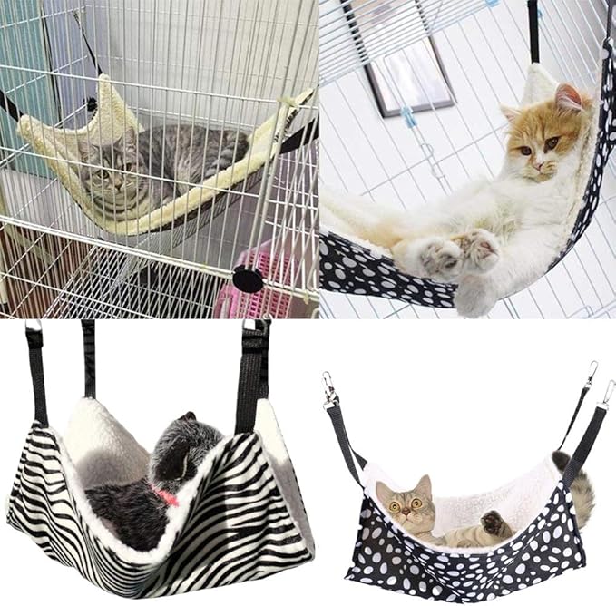 AKIRO for Kitten Cat Cage Cage Hammock, Hanging Bed Round Dot Tower Zebra - Image 3