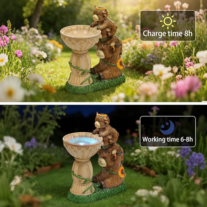Sheaifun Solar Garden Statues Highland Cow Garden Decor Resin Highland Cow - Image 2