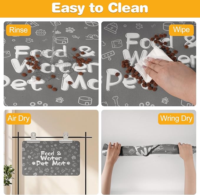 Pet Feeding Mat, Dog Cat Mat for Food and Water, Dog Bowl Waterproof Placemat - Image 5
