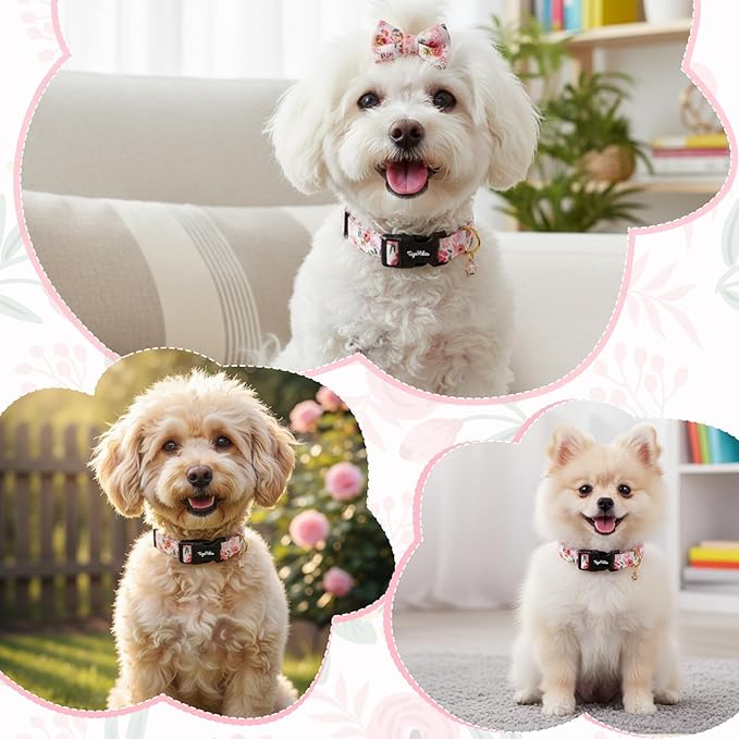 Dog Collar with Roses Patterns, Spring Summer Collection Pink Dog Collar with - Image 5