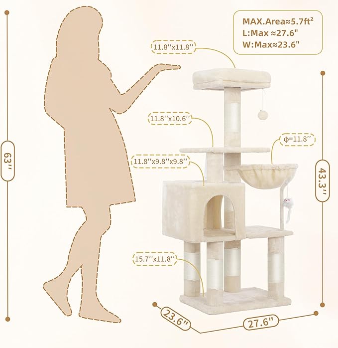 Heybly Cat Tree with Toy, Cat Tower condo - Image 5