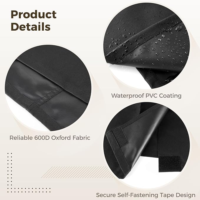 Black 600D Oxford Fabric Bird Cage Cover, 33L x 23W x 41H Inch Weatherproof - Image 3