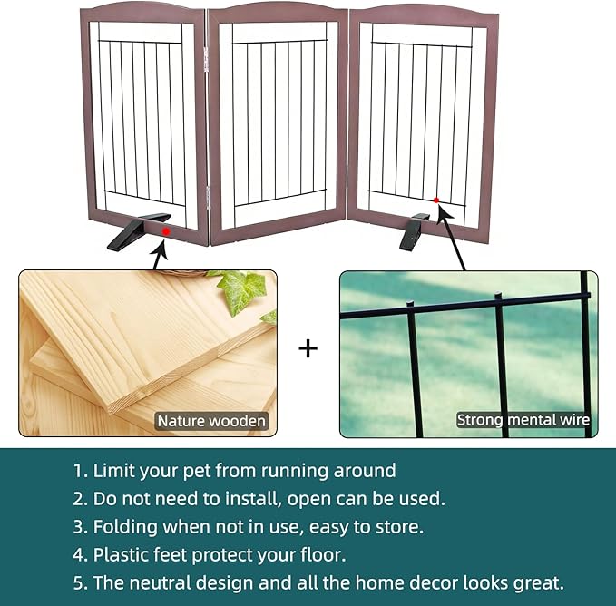 ZJSF Freestanding Dog Fence Indoor, Foldable Dog Gate - Image 6