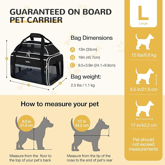 Lekereise Top-Expandable Pet Carrier 18x13x9.5 Inch Southwest Frontier Airline - Image 3