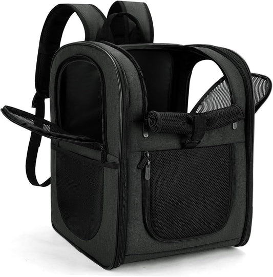 Apollo Walker Dog & Cat Carrier Backpack for 4-15lb Pets - Ventilated Safe Design with Padded Back Support, Breathable Mesh Pet Backpack for Hiking, Travel, Outdoor (Black)