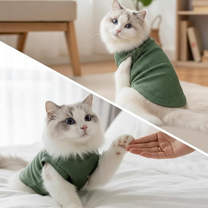 Waffle Knit Cat & Dog T Shirt for Small Dogs, Stretchable Puppy Shirt for - Image 7