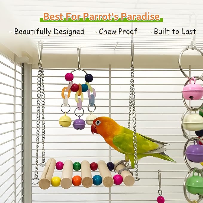 7 Packs Bird Toys for Parakeets, Colorful Parrot Toys - Image 4