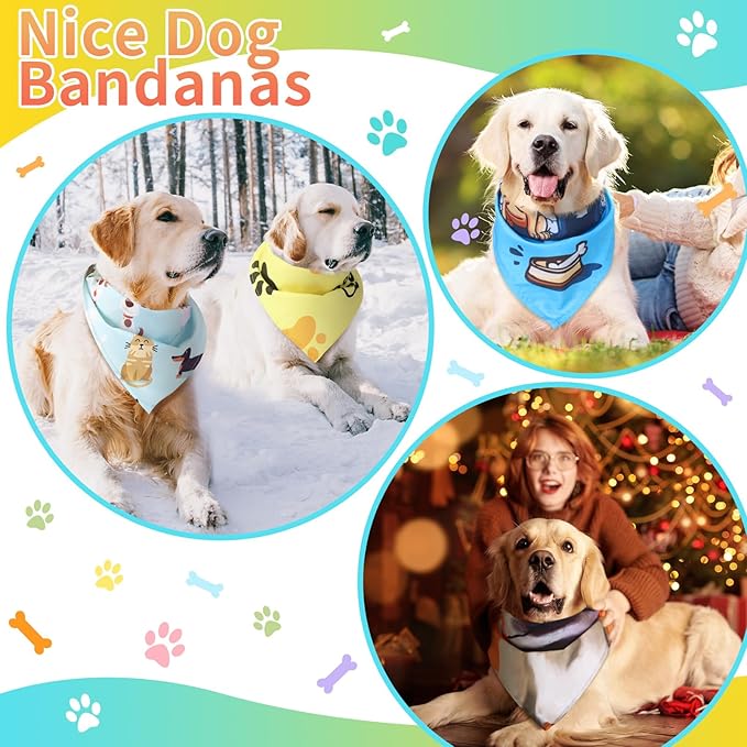 Huhumy 100 Pcs Paw Dog Bandanas Bulk Paw XL Pet Bandanas Colorful Triangle Pet - Image 4