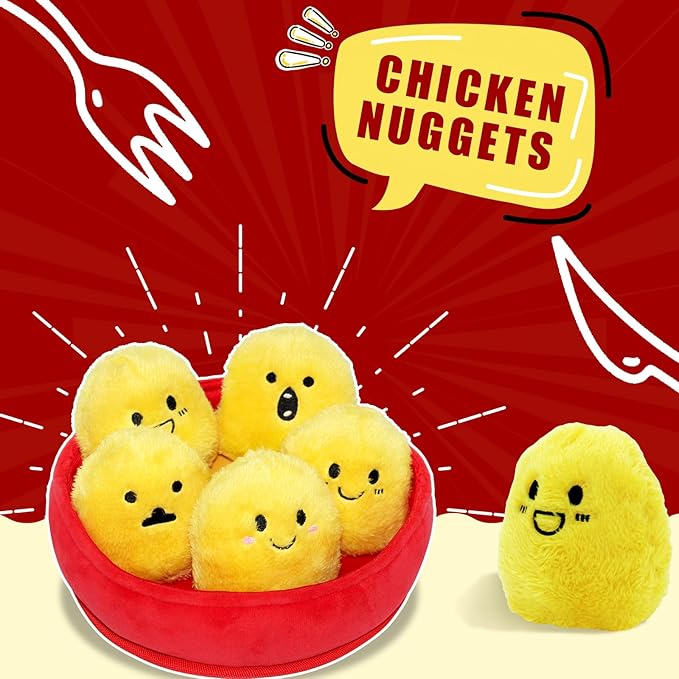 YZHDUXIU Dog Squeak Toys, 6 Pack Chicken Nugget Dogs Push Toys Interactive - Image 4