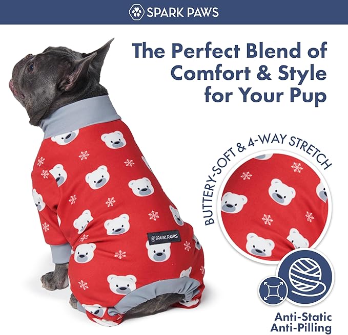 Spark Paws Dog Christmas Pajama, Dog Recovery Suit Male, Ultra-Soft and 4-Way - Image 3