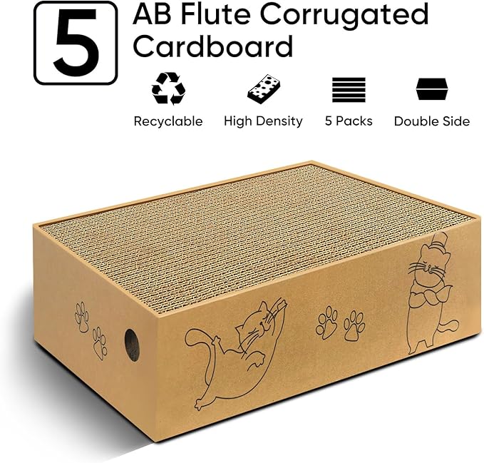 Cat Scratcher, 5 Packs in 1 Cardboard Box Cat Scratching Pad - Image 4