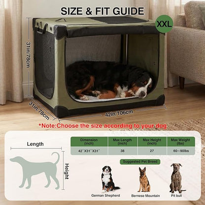 Veraste 42" L x 31" W x 31" H Collapsible Travel Dog Crate, Quick-Setup - Image 2