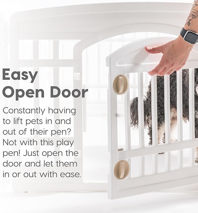 IRIS USA Dog Playpen with Door, 24” 4 Panel Pet Exercise Pen – Indoor Outdoor - Image 8