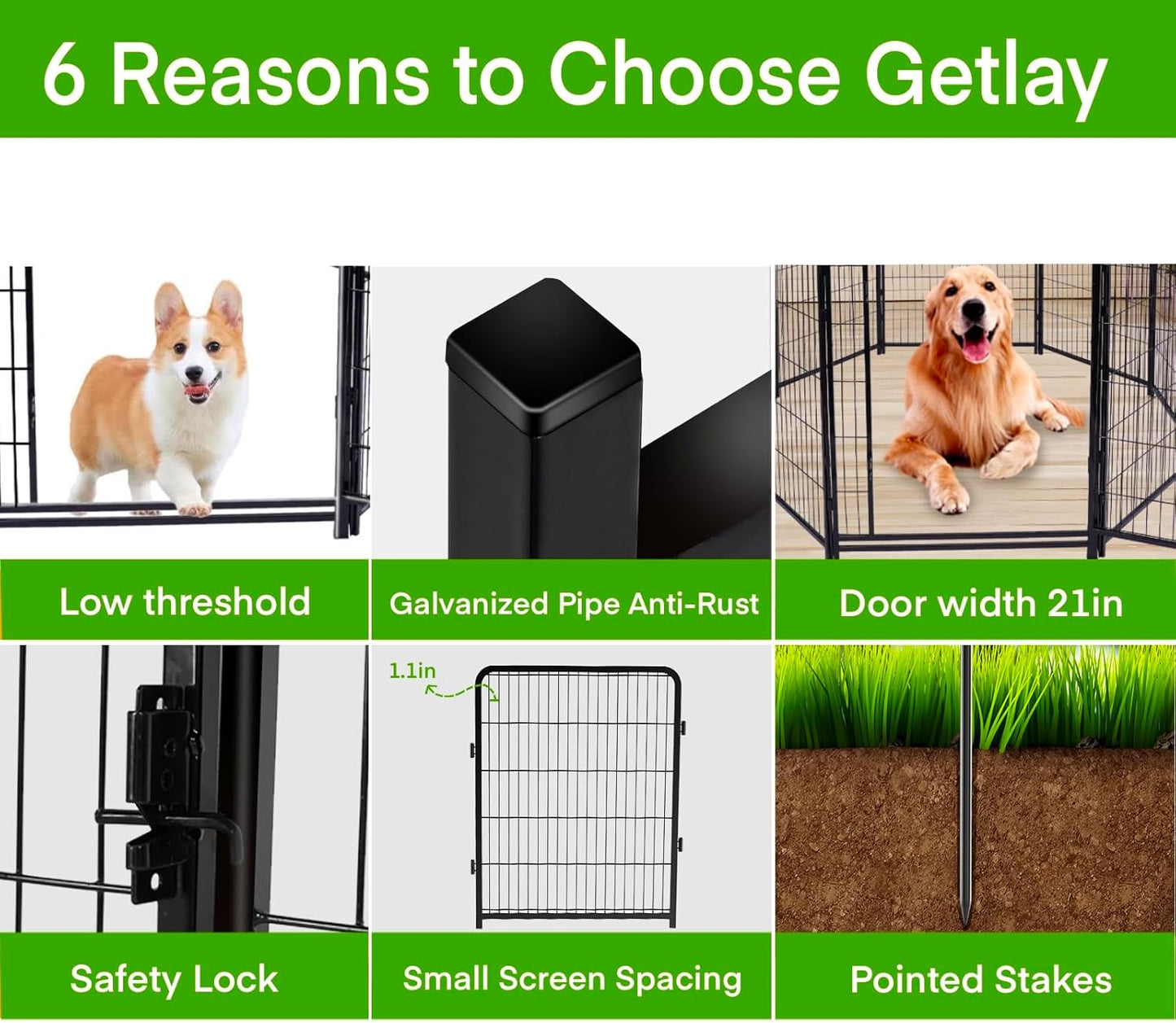 Garden Fencing 36 inch High, 14 Panels Total 31 Ft(L), Gate 21 inches Wide with Low Sills. Garden Fence with Gate, Anti Dig Fence Barrier, Flower Bed Fencing, Dog Fences for The Yard