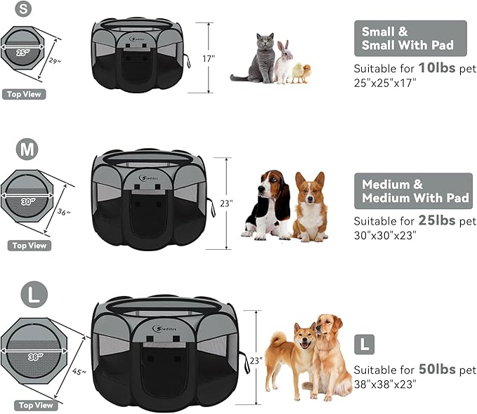 Pink Puppy Playpen for Middle Dog Cat, Dogs Tent Crate Cage Indoor/Outdoor - Image 2