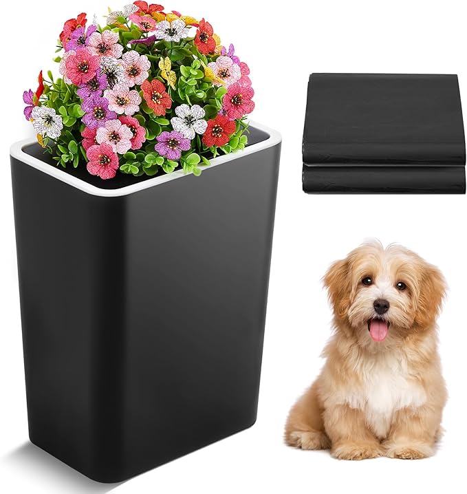 Jingmore Dog Poop Trash Can Outside 3.96 Gal/15 L Plant Styled Dog Waste Trash by Jingmore