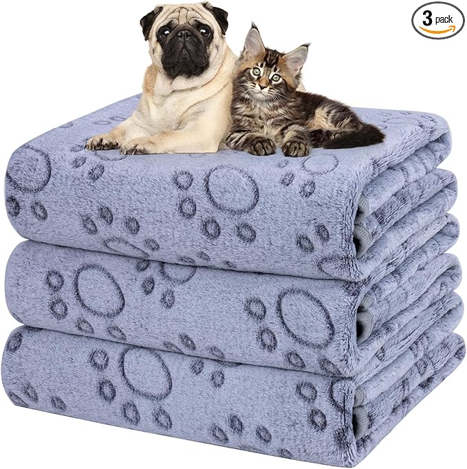 Dono 1 Pack 3 Dog Blankets, Soft Fluffy Fleece Pet Blanket Warm Sleep Mat Paw by Dono