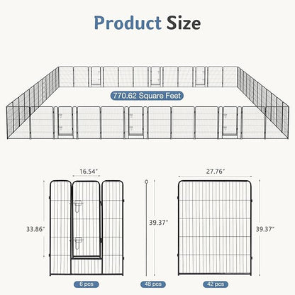 DUMOS Dog Playpen Indoor, Metal 40 Inch 48 Panels Foldable Pet Fence - Image 5