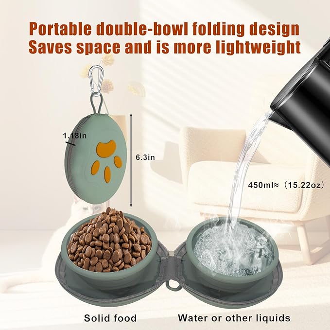 Collapsible Dog Bowls, 2-in-1 Silicone Pet Food and Water Bowl - Image 2