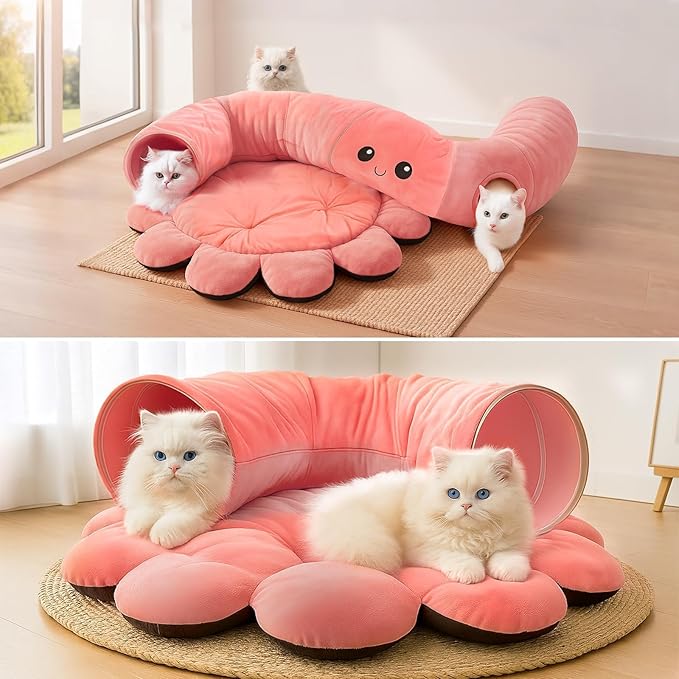 Cat Tunnel Bed with 20 Cat Toys, Collapsible Play Tunnel - Image 8