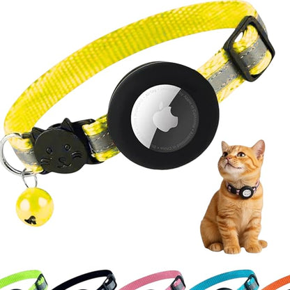 AirTag Cat Collar with AirTag Holder, Breakaway Reflective Cat Tracker Collar by AmazeGoods
