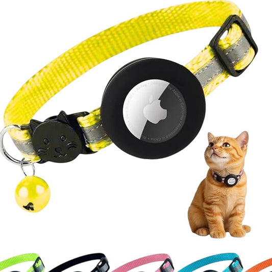 AirTag Cat Collar with AirTag Holder, Breakaway Reflective Cat Tracker Collar by AmazeGoods