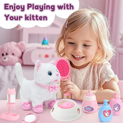G.C Cat Toys for Kids Girls, Electronic Interactive Stuffed Cat Walk Meow and - Image 8