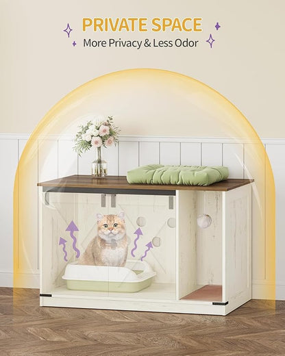 Hzuaneri Cat Litter Box Enclosure, Hidden Litter Box Cabinet Furniture - Image 5