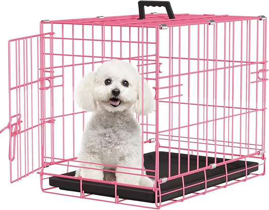 FDW Dog Crate for Small Dogs 18 Inch Folding Metal Wire Pet Cage Single Door by FDW