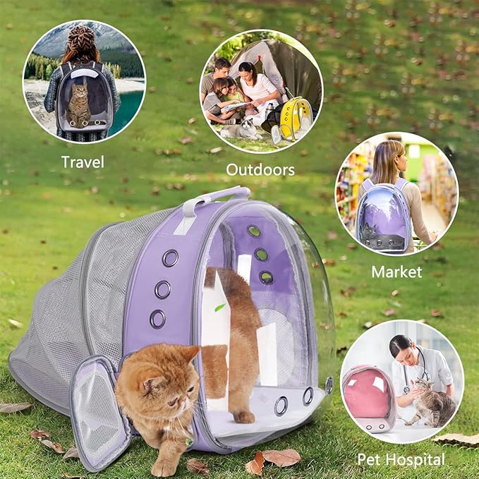 Expandable Cat Backpack Carrier, Breathable Clear Bubble Window Pet Carrier - Image 4