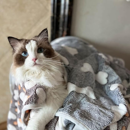 1 Pack 3 Puppy Blankets Super Soft Warm Sleep Mat Grey Cute Print Blanket - Image 7