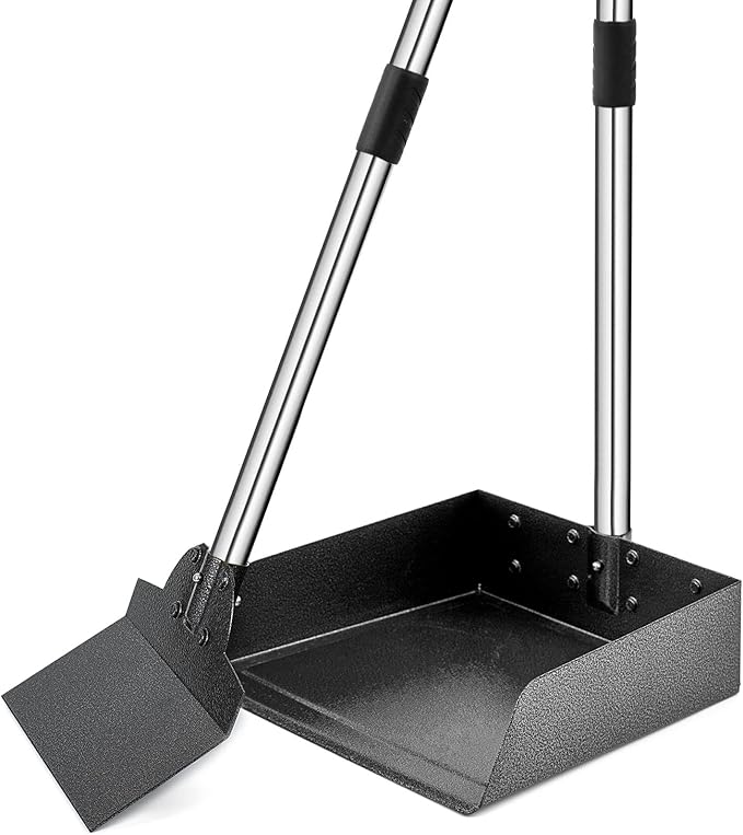 Pooper Scooper for Large Dogs, Adjustable Long Handle Metal Tray and Spade Poop by SnaglePaw