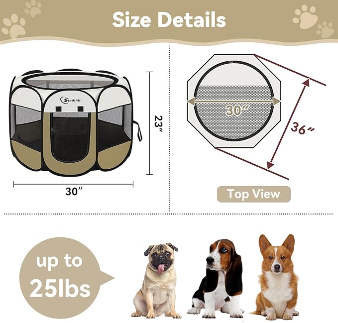 Siedihit Dog Cat Playpen, Medium Puppy Pet Playpen, Dog Crate Tent Cage - Image 3