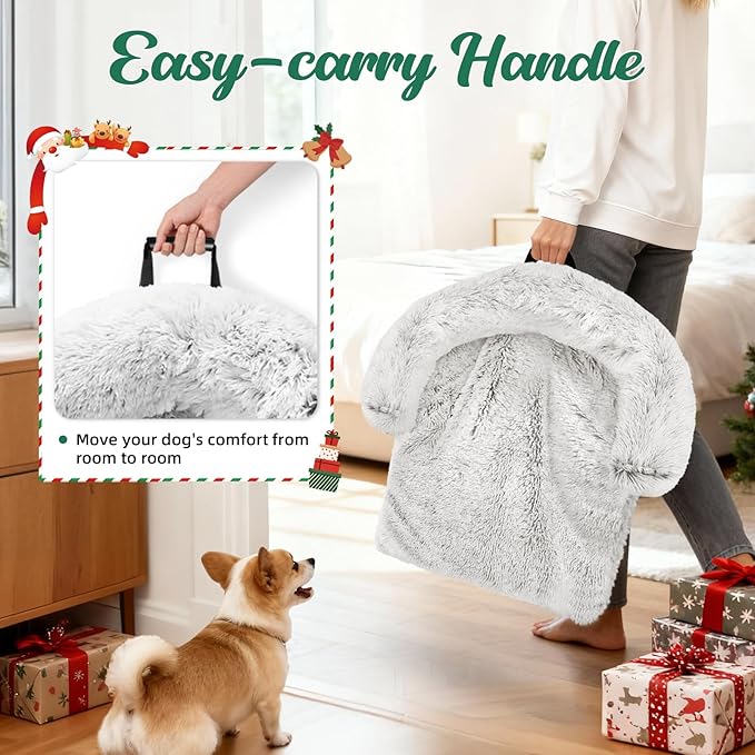 GGIB Calming Dog Bed Christmas Throw Blanket Fluffy Plush Dog Mat Furniture - Image 3