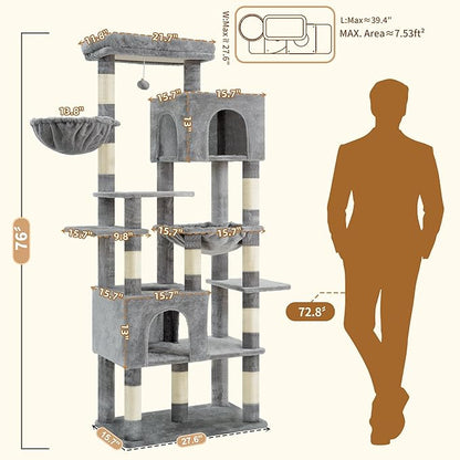 Heybly Cat Tree, 76-Inch Tall Heavy Duty Cat Tower - Image 2