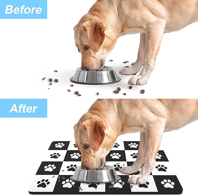 Rnivvi Dog Food Mat, Cute Anti-Slip Rubber Pet Feeding Rug Protect Floors - Image 6